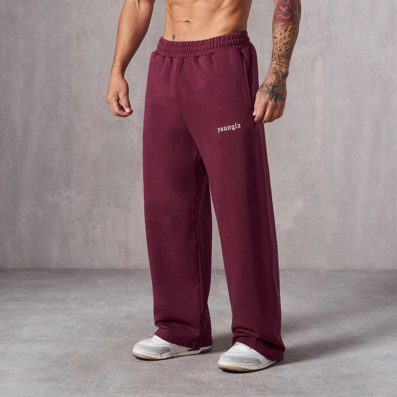 Youngla American New Men's Sports Pants Jogging Sports Muscle Fitness Embroidery Straight-Leg Casual Trousers