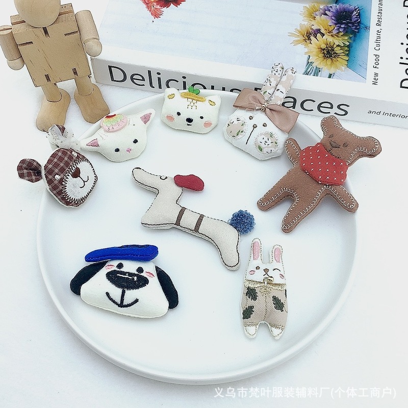 韓国漫画生地手作りウサギクマ子犬綿とリネン素材の装飾品装飾アクセサリー衣類アクセサリー|undefined