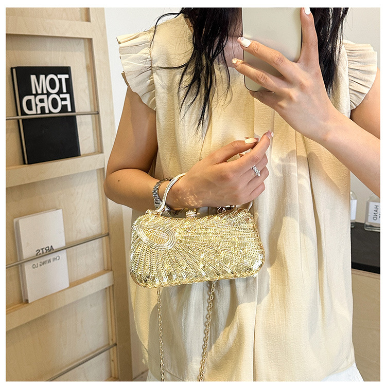 Double Handle , Chain Strap Type Evening Bag Bags Type Casual, Party, Shopping Occasion PVC Solid Color Sequins Square Evening Bags