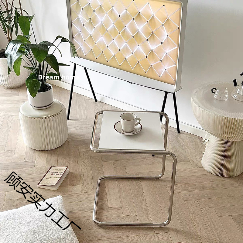 Second-Hand Coffee Table, Simple Tempered Glass Sofa Side Table, Small Household Nordic Style Living Room Side Table, Light Luxury Style