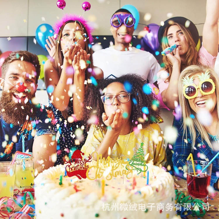 24 piezas / conjunto de decoración de pastel de Navidad Feliz Navidad Fiesta de Navidad Top Cake Plug Cross-Border