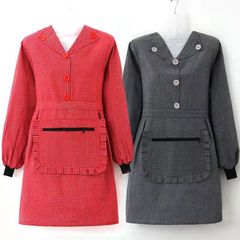 Factory Long Sleeve Apron Cover Coat Adult Anti-Stain Kitchen Cotton Jacket Protective Kitchen Apron Cotton Linen Workwear