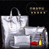 Demi-season shoulder bag, fashionable capacious set, 2020, crocodile print, Korean style, 3 piece set, wholesale