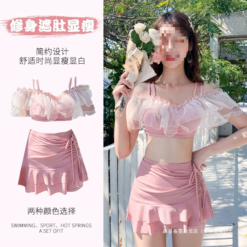 Женский купальник из двух частей, модный стиль юбки, сексуальный, плотно прилегающий, для похудения, корейский стиль, пуш-ап для маленькой груди, купальник из двух частей для отдыха.