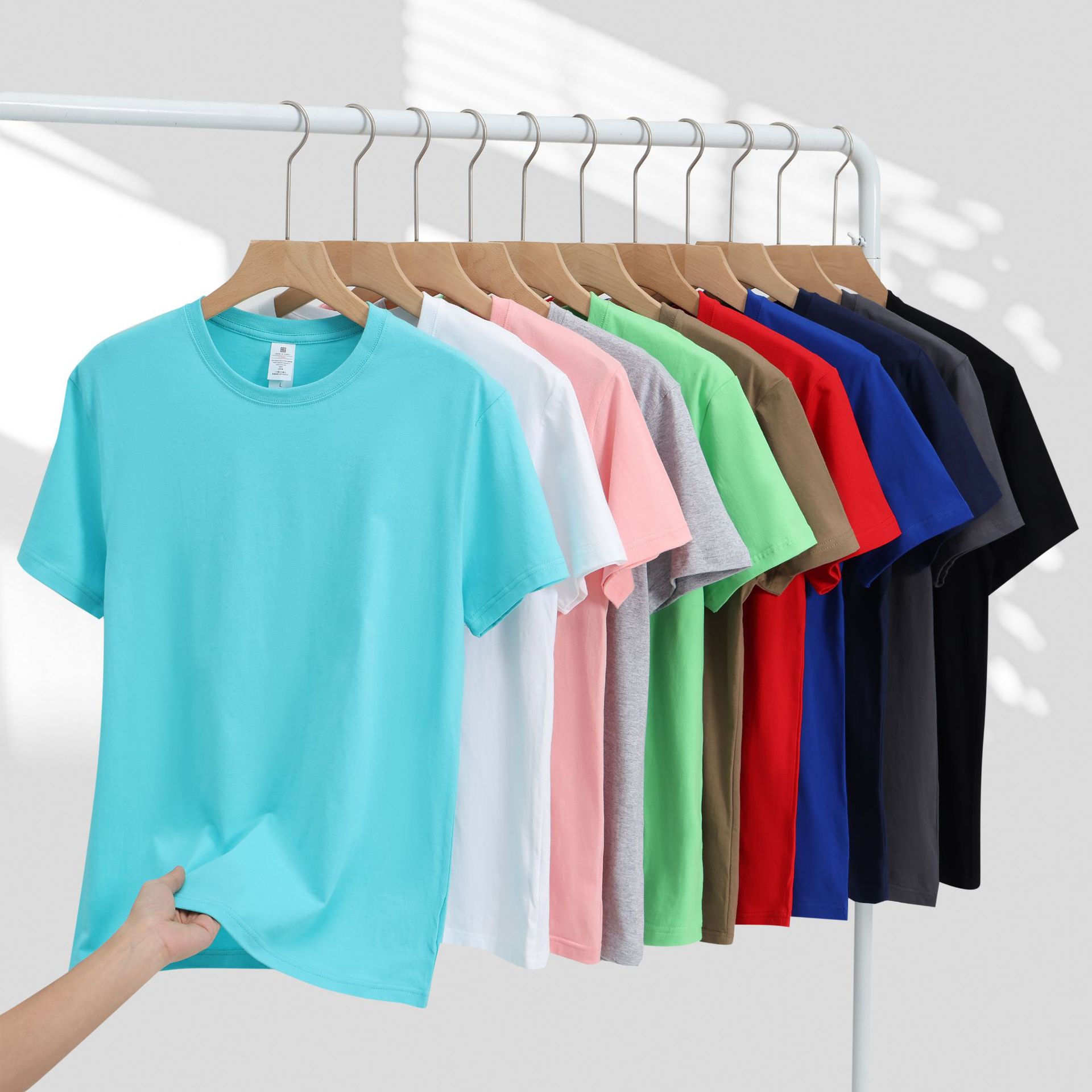 180g combed cotton pure cotton t-shirt for men and women, short-sleeved workwear and class uniform with logo embroidery, eco-friendly dyeing and printing, wholesale