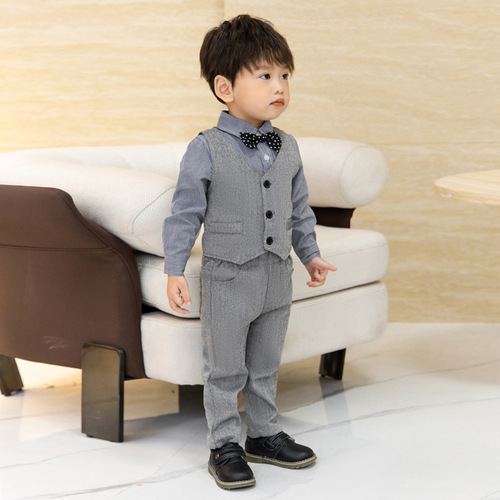 Children's suit autumn new style striped vest two-piece set one-piece drop-shipping baby boy's first birthday photography dress