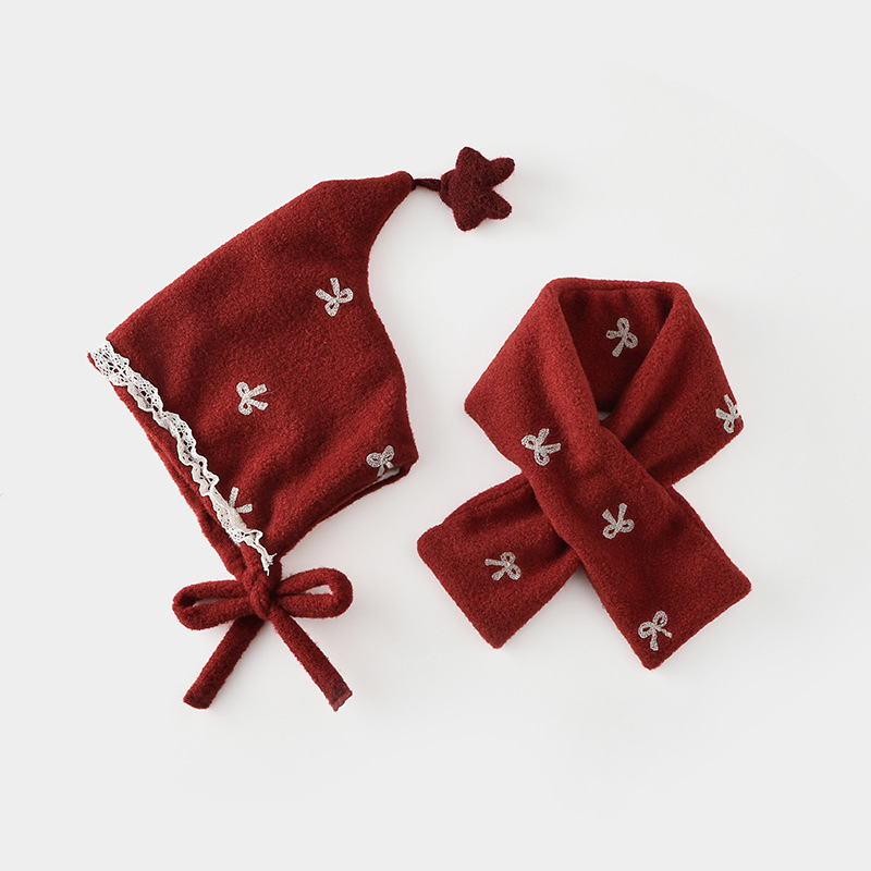 Sombreros para bebés bufandas set otoño y invierno engrosado calentamiento para niños gorras de punto gorras rojas para niñas gorras de hadas gorras protectoras de orejas image 9