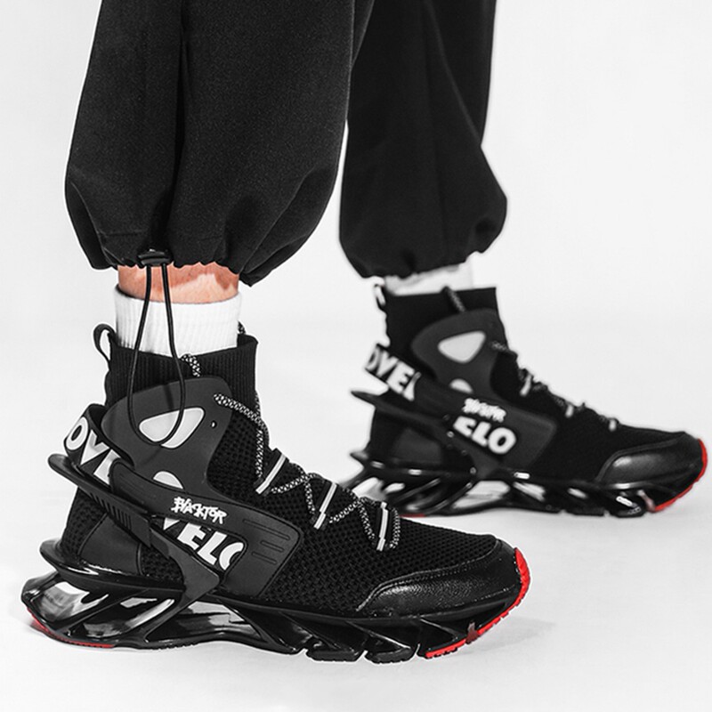 Cross-Border Large Size Men's Shoes, Trendy Height-Increasing Shoes, Men's Shock-Absorbing Running Shoes, Autumn Breathable Thick-Soled Soft-Soled Basketball Sports Running Shoes