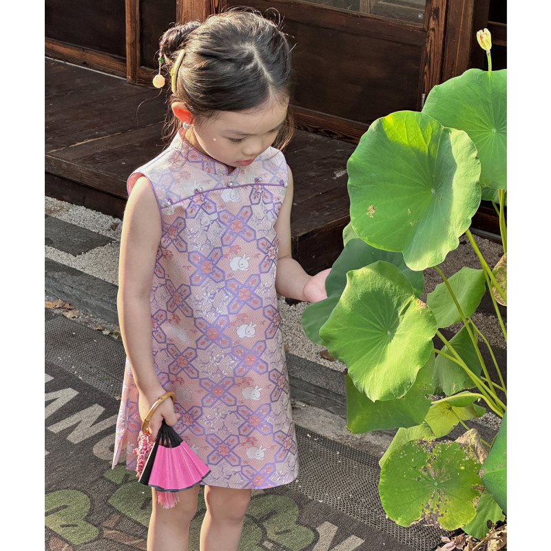 女童旗袍裙2025秋季新款儿童提花无袖背心裙女宝宝连衣裙汉服唐装|undefined