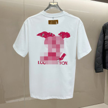 潮流大牌刺绣短袖T恤男欧洲站夏季新款冰丝凉感半截袖圆领修身薄T