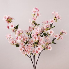 跨境仿真桃花 樱花 梅花单支绢花造型摆设树装饰配饰造景仿真杏花