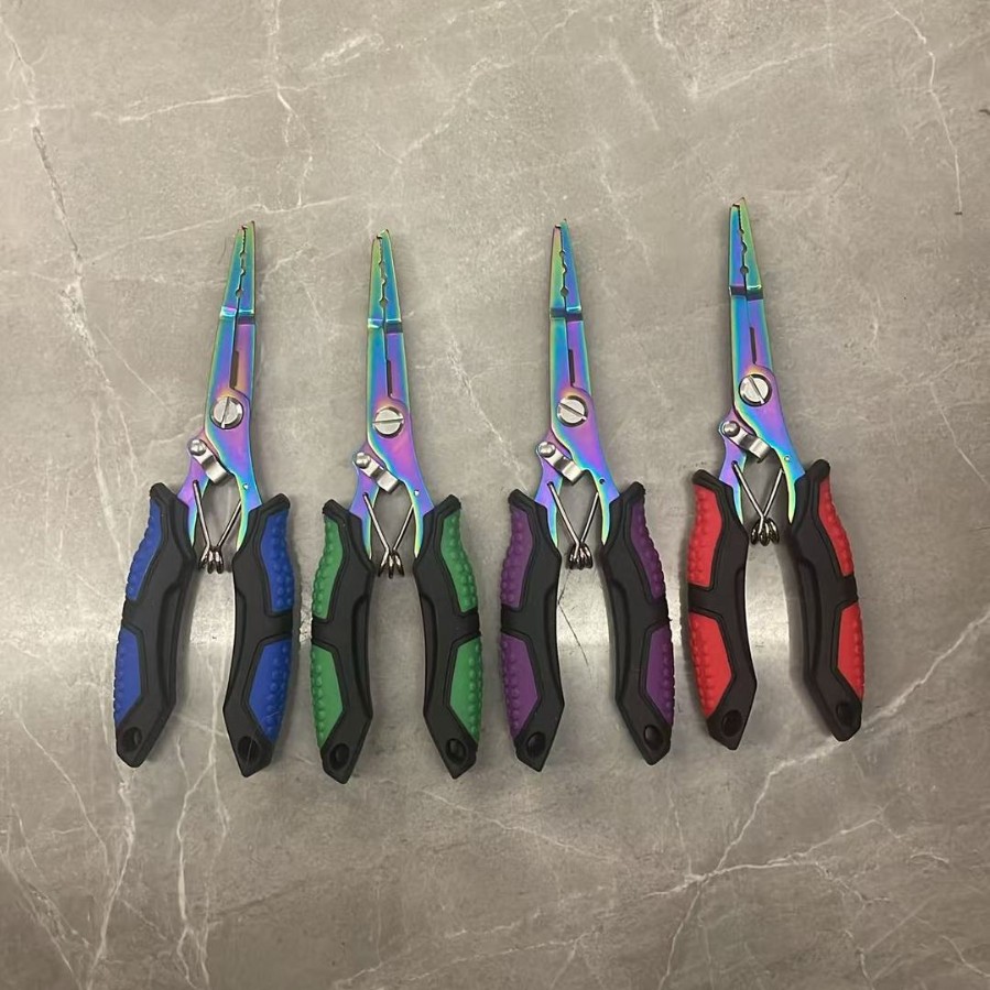New multi-functional fishing pliers, small-jaw lure pliers, split ring cutter, wire cutter, fish control pliers, cross-border dual-color lure pliers