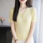 v领修身半袖夏季打底衫