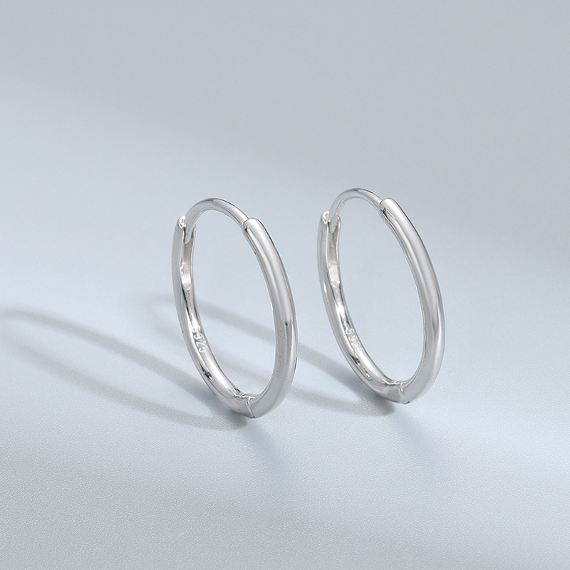 New Cross-border S925 Sterling Silver Earrings, Solid Circle Ear Hoops, Stylish Shiny Earrings For Men And Women, Direct_voghion.com
