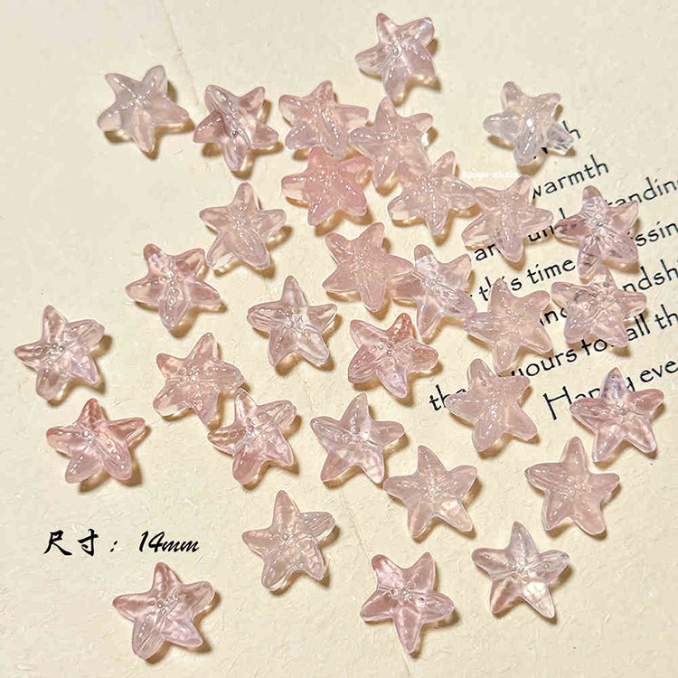 Adorable gorda inns esmaltado de vidrio transparente de estrella de mar DIY material de pulsera de collar de cuentas hechas a mano