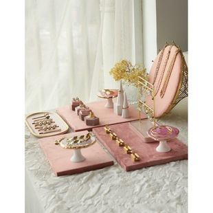 Jewelry display rack pink tray small ornaments earrings ring display shop counter desktop storage photo props