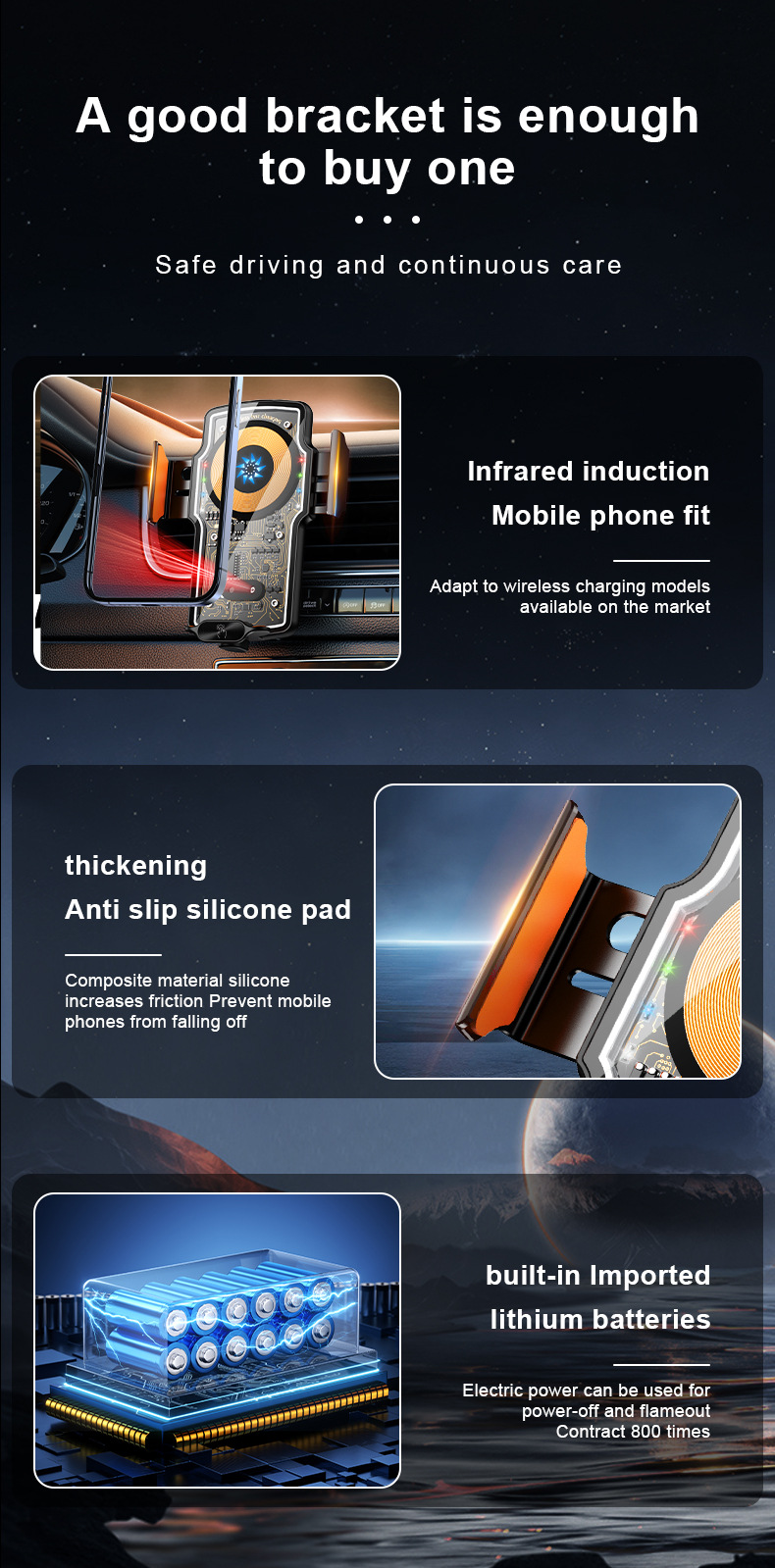 2026 Car Mobile Phone Holder Wireless Charging Car Navigation Magnetic Fast Charging Modified Electric Smart Car Accessories