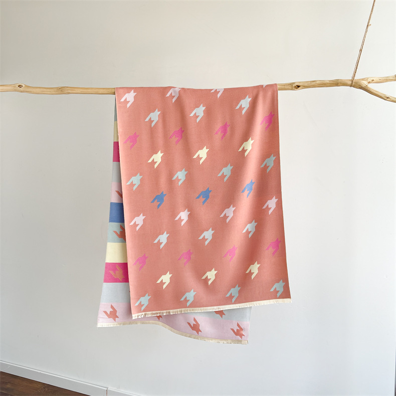 Winterwarm, modisch, hochwertig, Anti-Aging mit beidseitigem Druck und buntem Hahnentrittmuster in Kaschmir_voghion.com