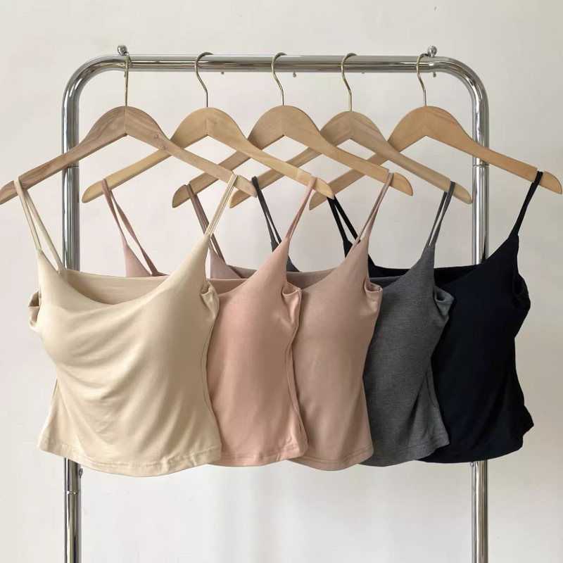 Spice Girls Extra-expansion bra Camisole Vest Women's Comfortable Base Top Women's Summer Bracket Pad Slim-fit Chest-revealing All-match Comfortable Base Top Spice Girls Extra-expansion bra Camisole Vest Women's Comfortable Base Top Women's Summer Bracket Pad Slim-fit Chest-revealing All-match Comfortable Base Top