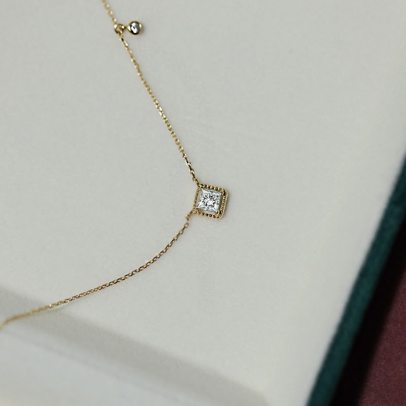 11g Weight Zircon Inlay Material Pendant Necklace Classification 1 Piece Quantity 1 Piece 925 Sterling Silver Square Zircon Pendant Necklace