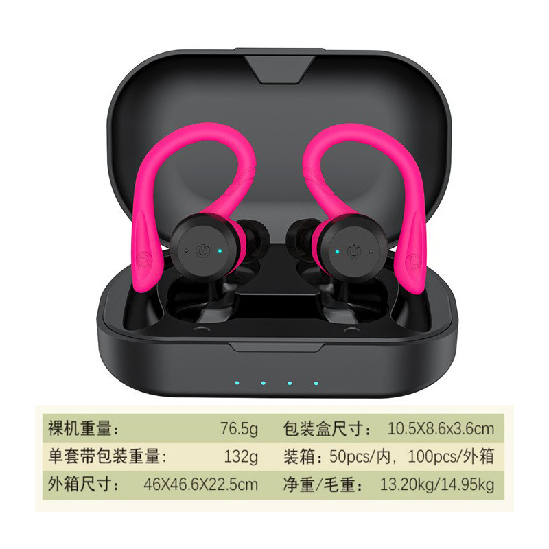 2026 Cross-Border New Waterproof Bluetooth Earphones True Wireless Sports Waterproof Earphones Ipx7 Over-Ear Bluetooth 5.3