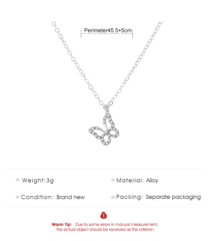 Sweet Butterfly Alloy Rhinestone Necklace 1 Piece