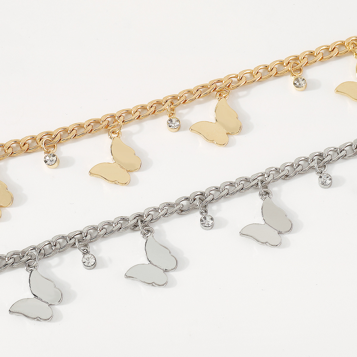 Fashion Butterfly Alloy Iron Plating Inlay Rhinestones Womenu0027S Necklace 1 Piece