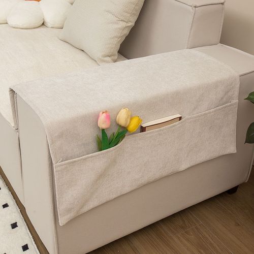 Sofa Armrest Cover Dustproof Cover Throw Pillow Sofa Side Pocket Organizer Universal Handle Towel