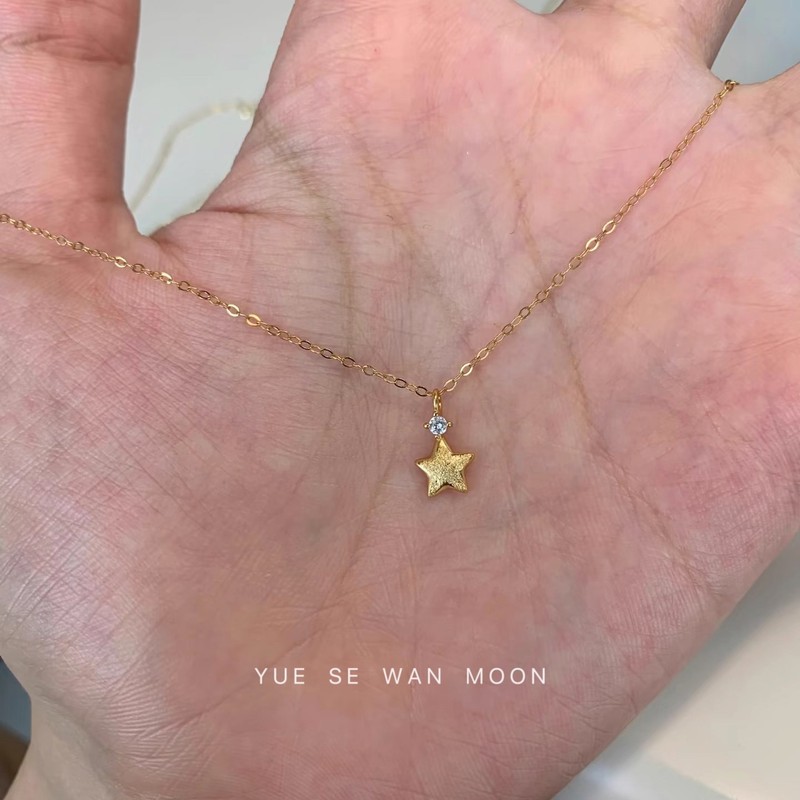 锆石拉丝星星项链简约ins韩系独特个性冷淡风锁骨链女新款|undefined