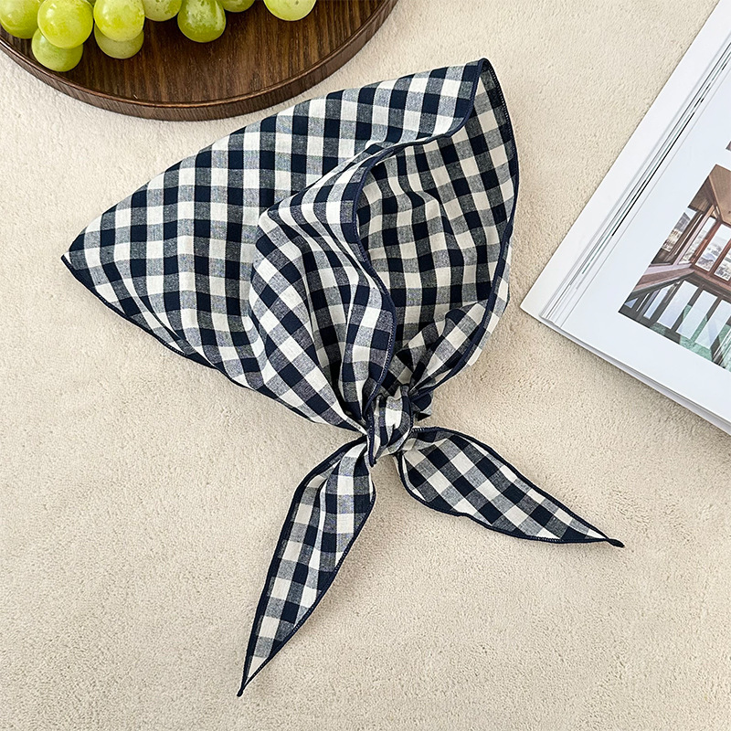 Pañuelo en la cabeza, diadema pastoral femenina de verano, nuevo estilo, bufanda de seda, bufanda a cuadros de alta calidad, chal, bufanda triangular, cintura, cortina de pedo, apilamiento