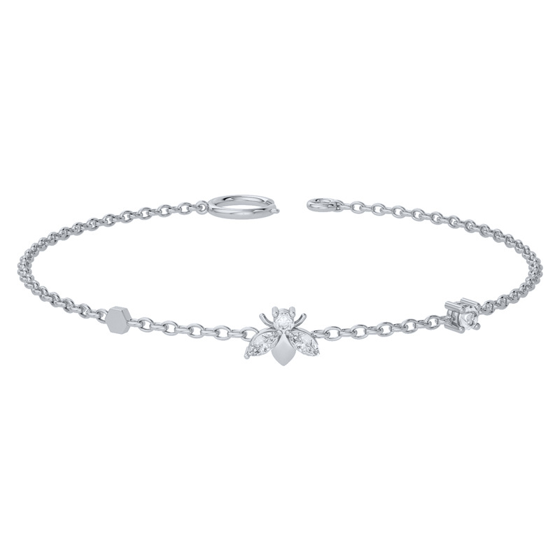 Argent Sterling Style Simple Abeille Placage Incruster Zircon Bracelets display picture 4