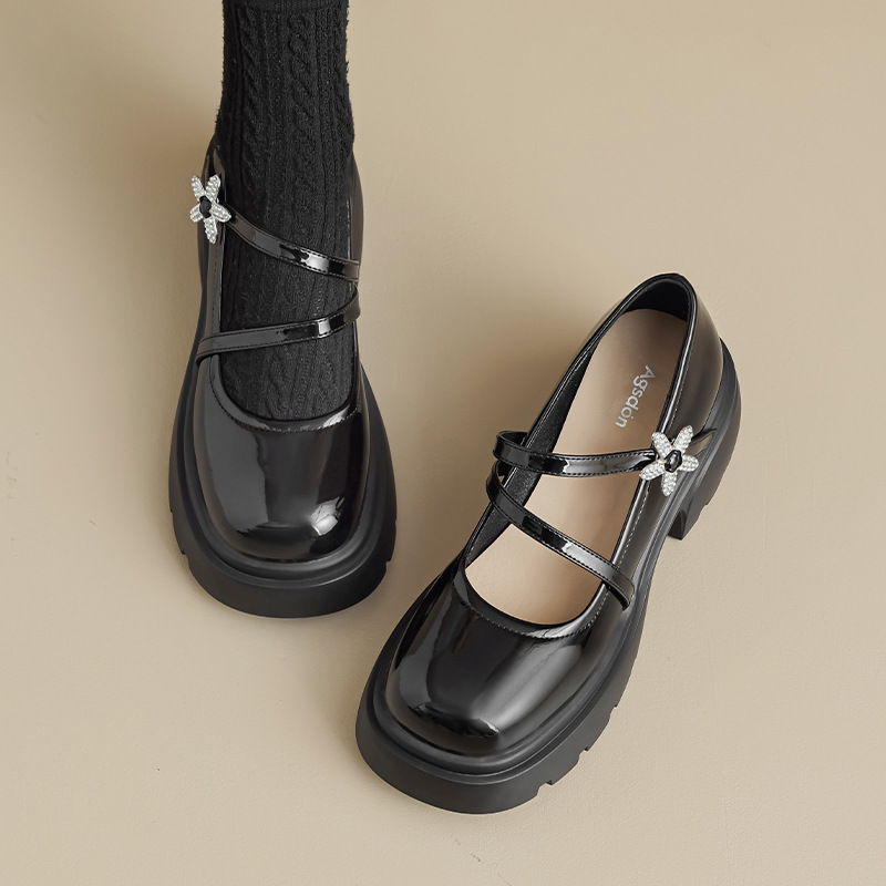 Zapatos Mary Jane Augusden 2026, Nuevos Zapatos de Tacón Alto Franceses con Suela Gruesa para Verano, Estilo Retro Universitario, Zapatos de Cuero