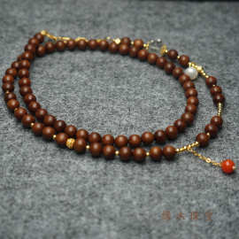 天然老山檀檀香 白水晶 南红 s925银配饰 新中式原创多圈手链手串