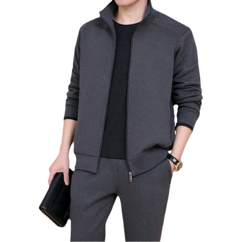 Мужской осенне-зимний модный кардиган из двух предметов среднего и пожилого возраста, повседневный спортивный костюм, молодежные топы и брюки