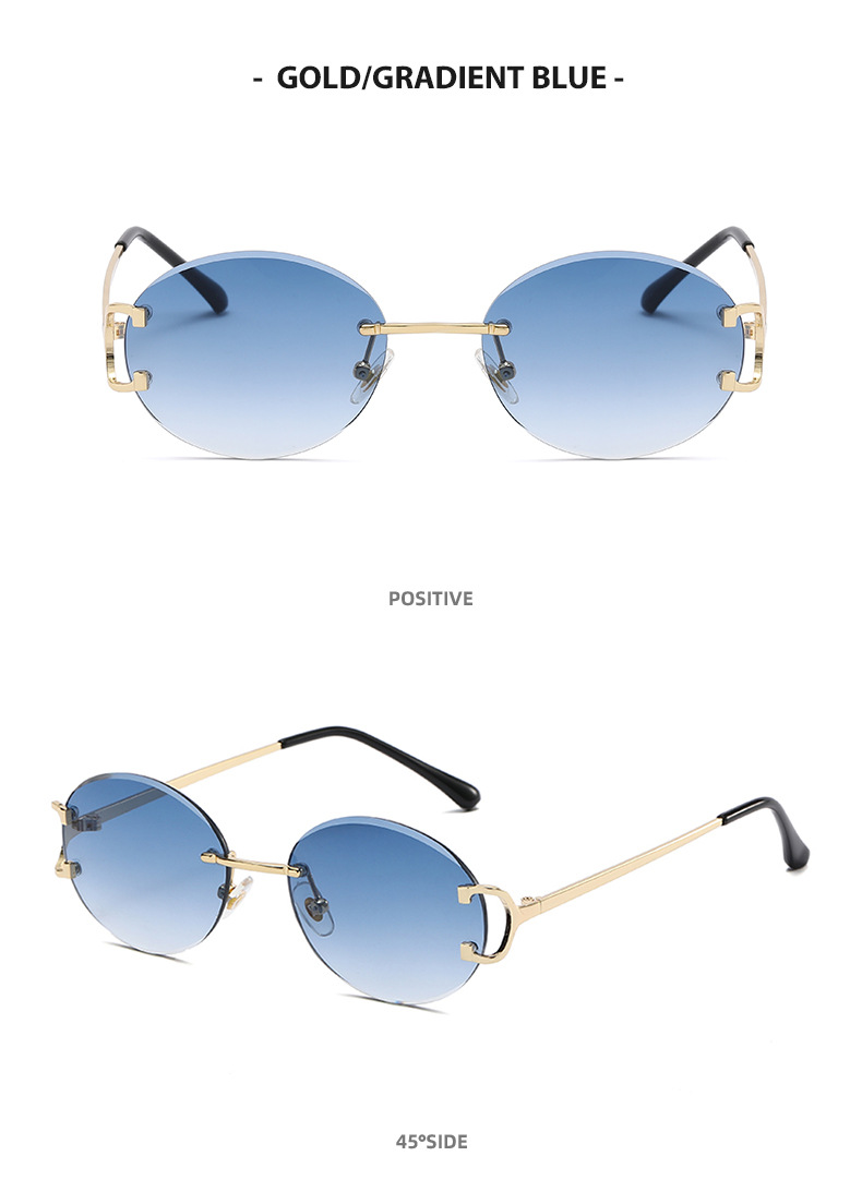 Modern Style Streetwear Round Pc Round Frame Frameless Women's Sunglasses display picture 2