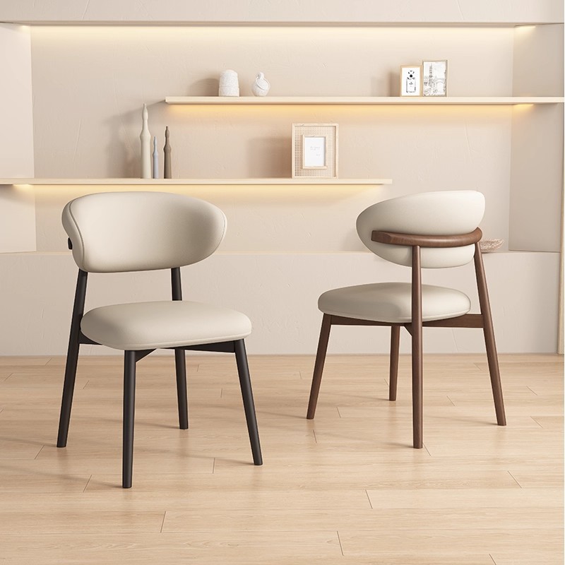 Silla de comedor de madera sólida nórdica, silla de respaldo de paquete blando, taburetes de hoteles, hoteles, casas de muestra, centro de exhibición, sillas de negociación