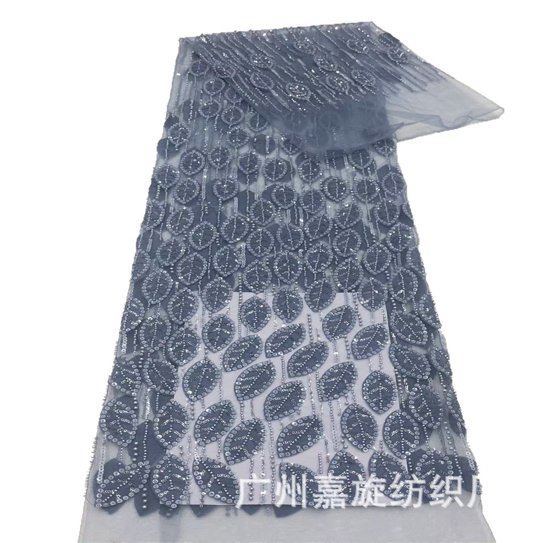 Moda gradiente de burbuja hoja de sequilla tela bordada Yunnan tailandesa vestido bordado tela
