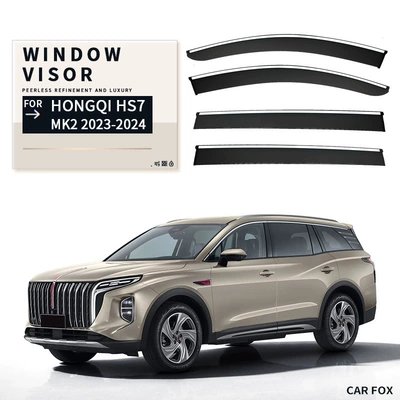 Window visor, Rain shield - standard-packing-without-logo-red-flag-hs7-mk2-2023-4pcs-pc-silver-bright-strip-window-rain-shield