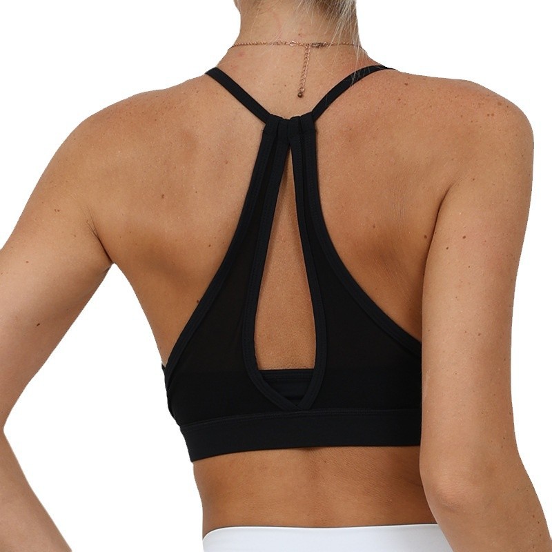 Chaleco de yoga, chaleco de malla de mujer, chaleco antichoque de alta elasticidad, ejercicio rápido, bra de acondicionamiento físico rápido