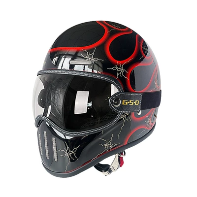 Motosiklet kaskı (dəbilqə) — Men and Women, Summer and All-Season - red-flame-transparent-mirror-m55-56