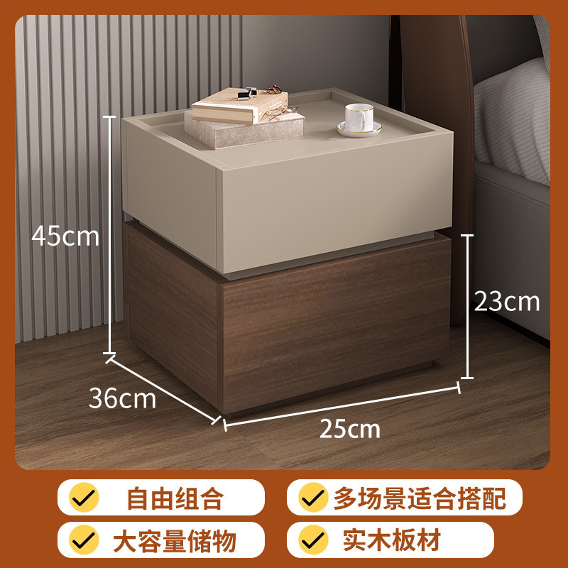 [원목 침대협탁] 카키+월넛
