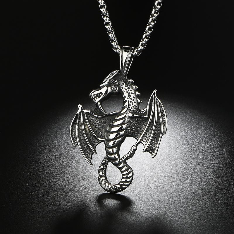 Internet new punk retro Sweater Song of Ice and Fire pendant Fire Dragon long stainless steel necklace