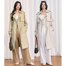 【盛都】春新韩式经典休闲风简约可调节收腰显瘦长款风衣外套女