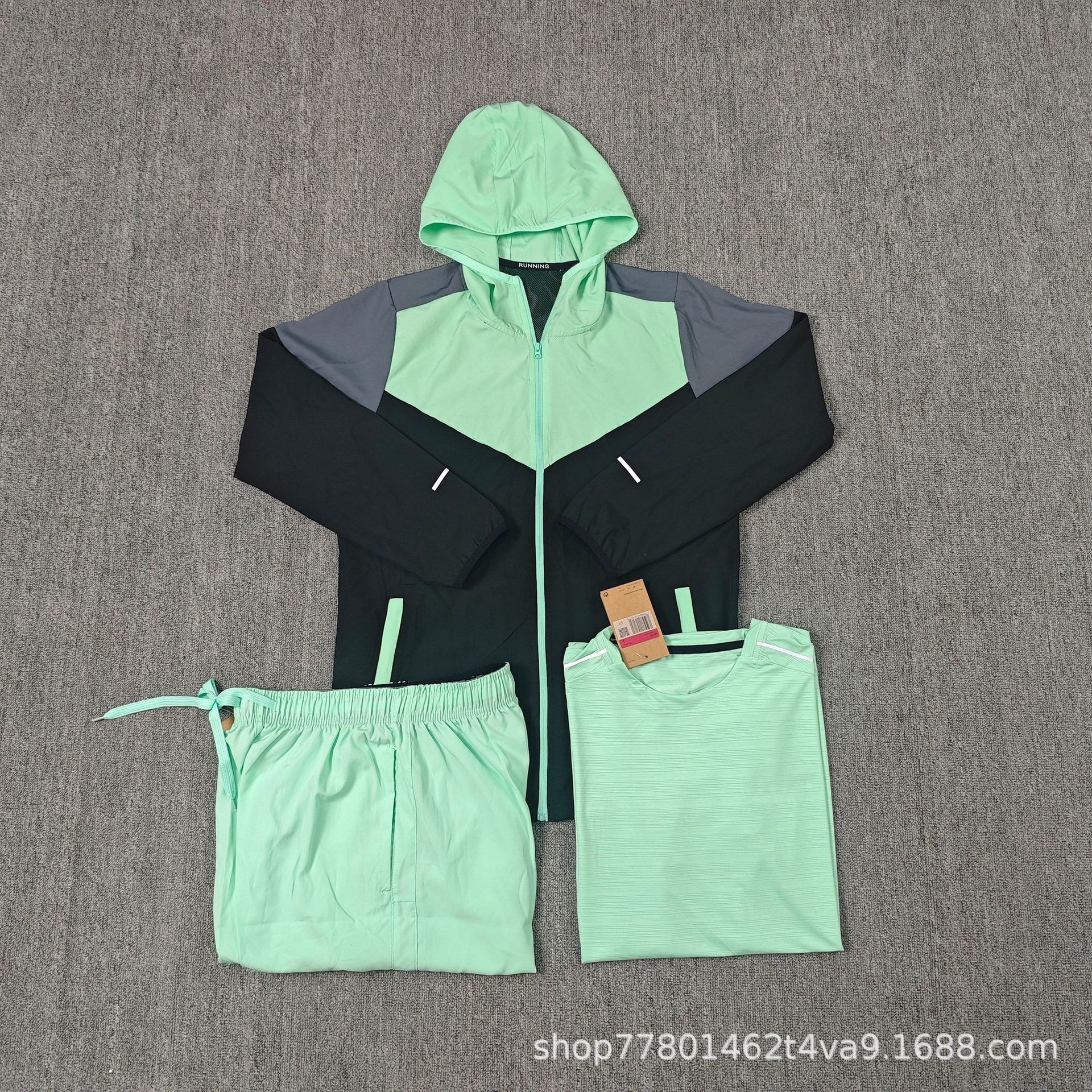 Sun-protective windbreaker color-block set for fitness, running, sports, short-sleeved, ice silk, loose fit, men's summer outdoor training, basketball, breathable