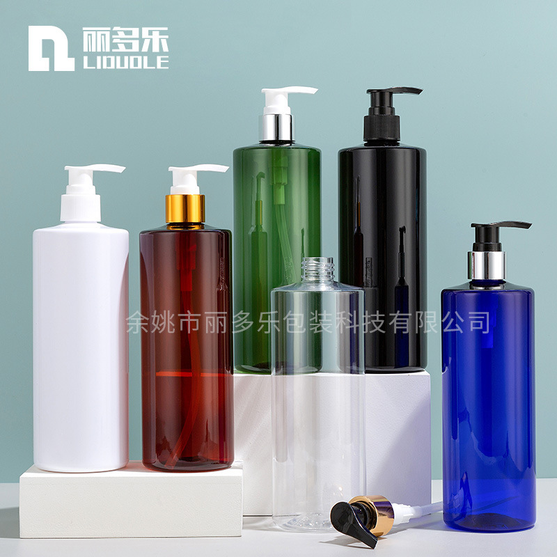 Factory spot 500ml flat shoulder PET bottle with anodized aluminum screw pump cosmetic shampoo shower gel bottled Factory spot 500ml flat shoulder PET bottle with anodized aluminum screw pump cosmetic shampoo shower gel bottled