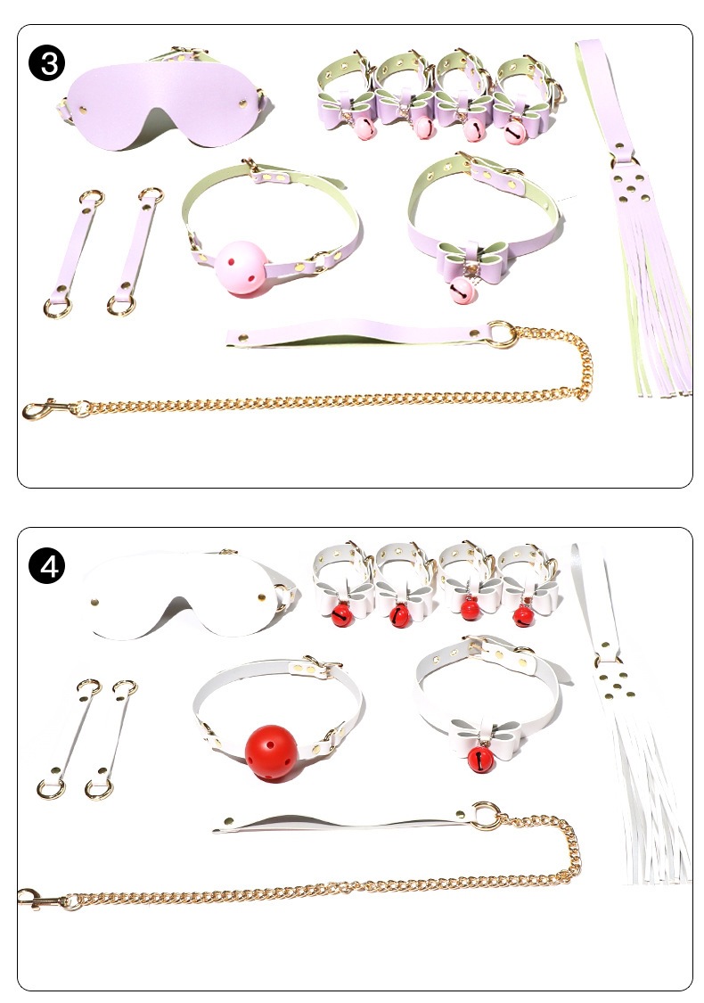 SM Faux Leather Bondage Kit with Hand and Foot Cuffs and Mouth Ball — detail image 3