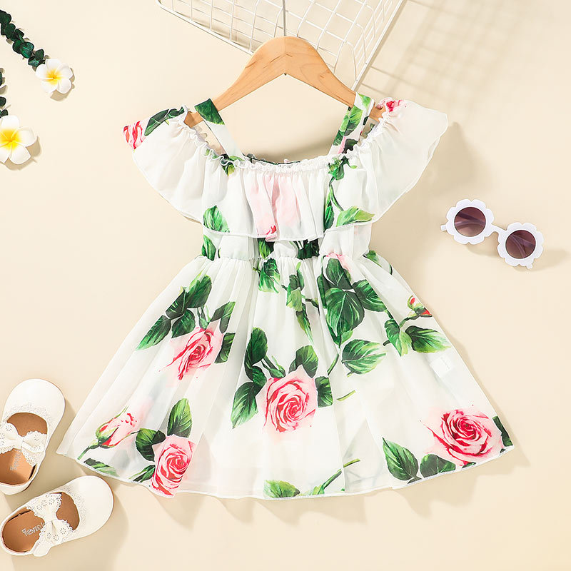 Fashion Children Chiffon Floral Printing Dress Wholesale Nihaojewelry display picture 1