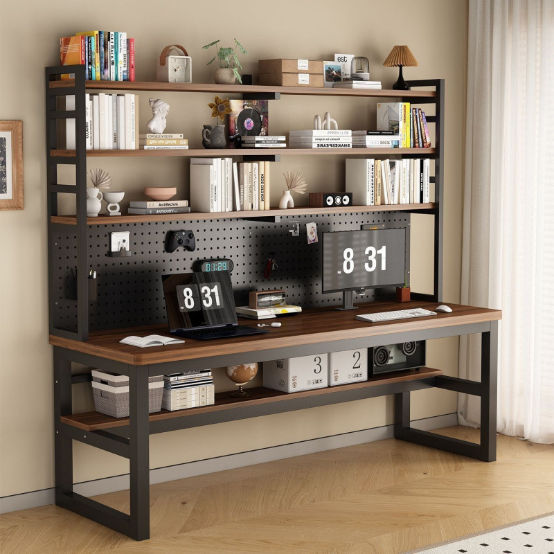 Home-use desk with bookshelf, modern minimalist storage rack, student study desk, simple writing and study computer desk Home-use desk with bookshelf, modern minimalist storage rack, student study desk, simple writing and study computer desk