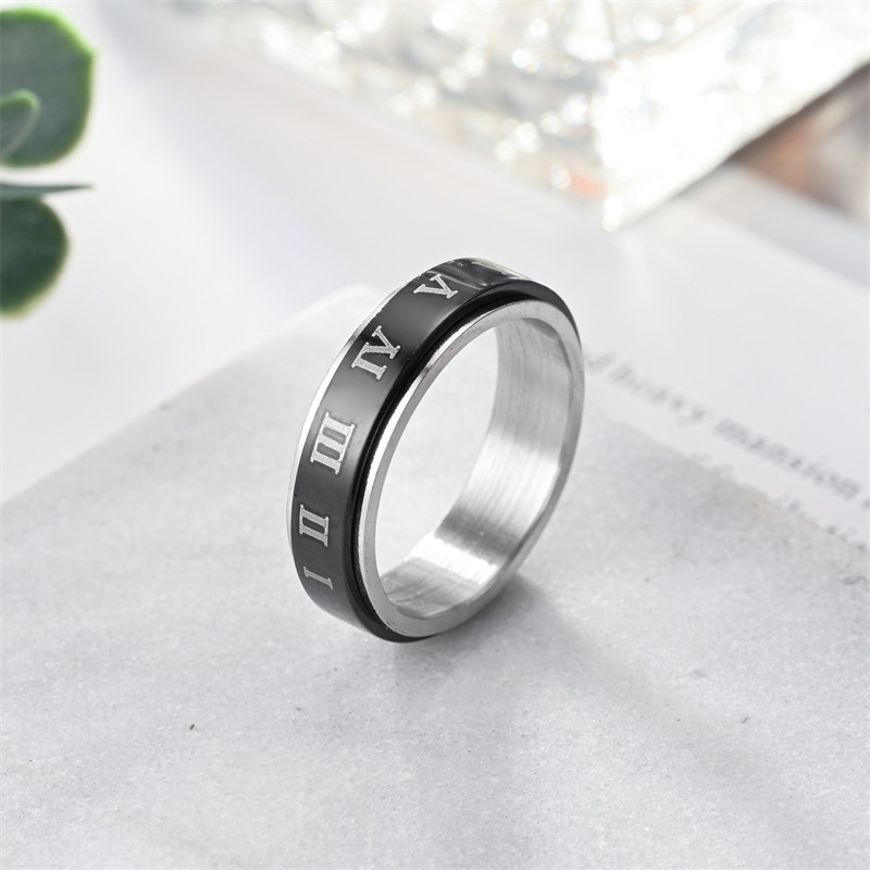 15g Weight Rings Classification 12, 6 Ring Size 1 Piece Quantity Daily, Street Occasion 304 Stainless Steel Material Roman Numeral Pattern All Seasons Season Unisex Gender Plating Design Hip-Hop, Punk Style Hip-Hop Punk Roman Numeral 304 Stainless Steel Plating Unisex Rings Men Band Rings 2