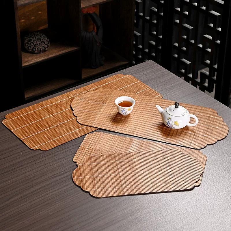 Bamboo tea mat tea mat dry brew mat bamboo weaving tea heat insulation coaster Kung Fu tea set tea ceremony accessories bamboo mat portable